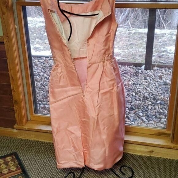 Vintage HandCrafted Pink Peach Lined Zippered Sleeveless Pleated Midi Sz S Dress - Picture 12 of 13